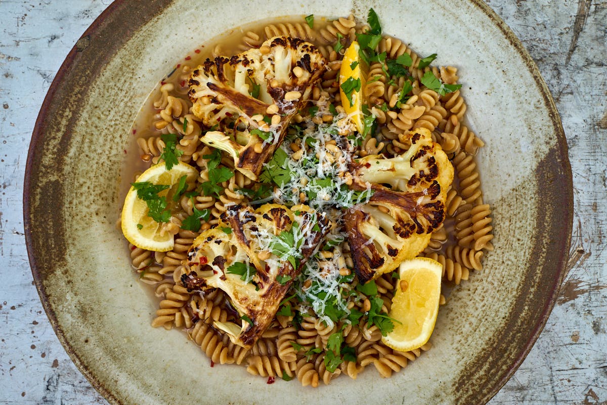 Beer-Roasted Cauliflower with Pasta