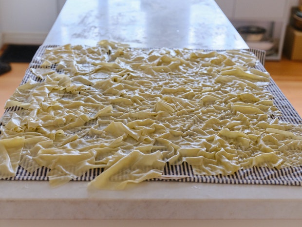 Pre-boiled Lasagna Noodles on Countertop