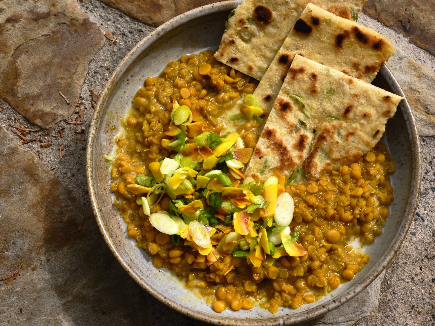 camping dal recipe served with bread