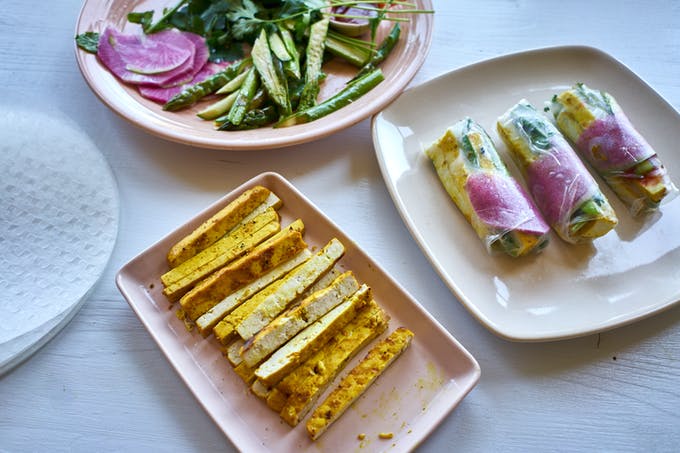 Turmeric Grilled Tofu Spring Rolls