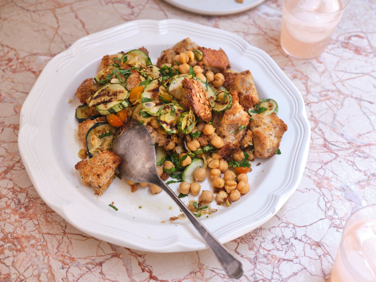 Grilled Zucchini & Bread Salad