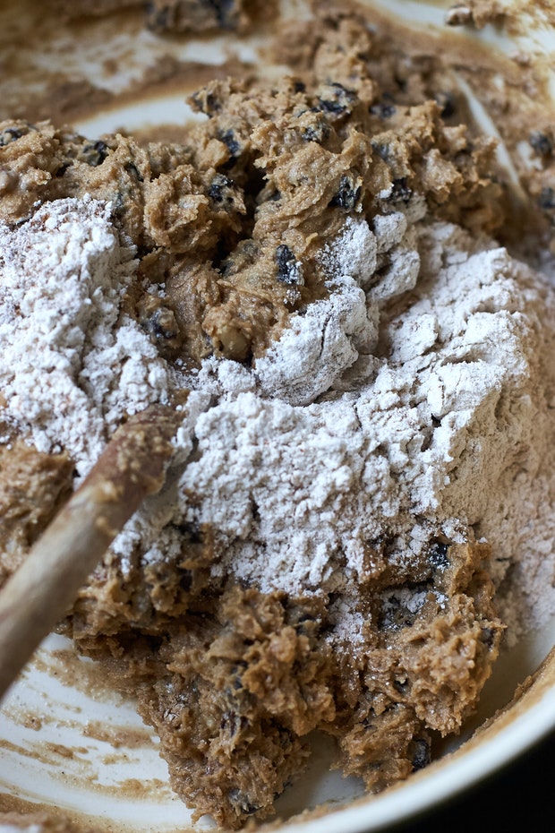 hermit cookie dough ingredients in a mixing bow