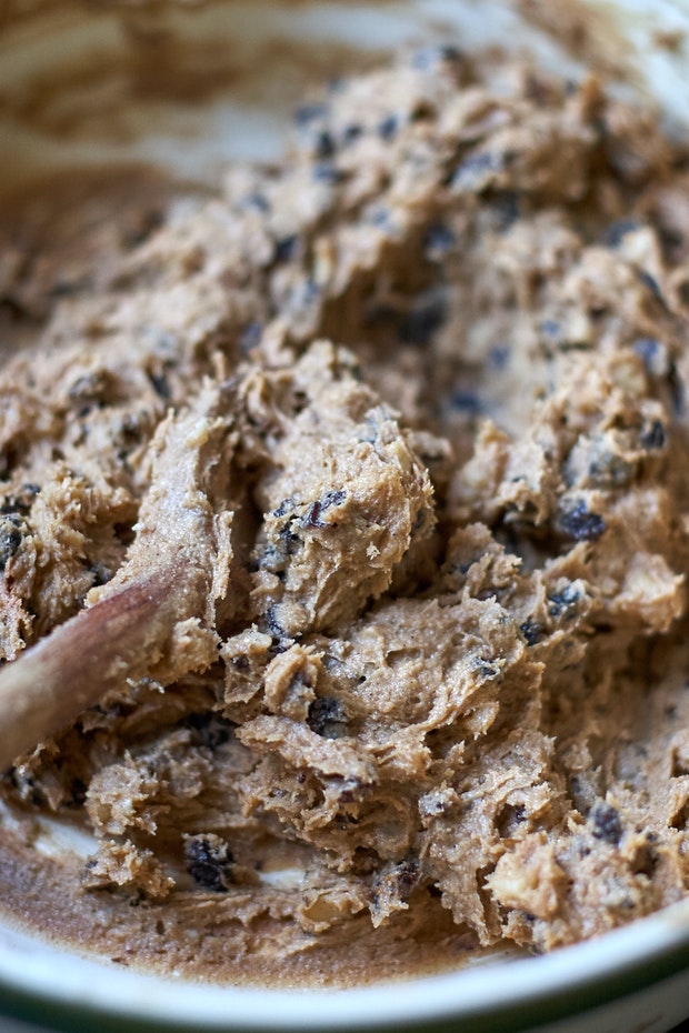 hermit cookie dough in a bowl with a spoon