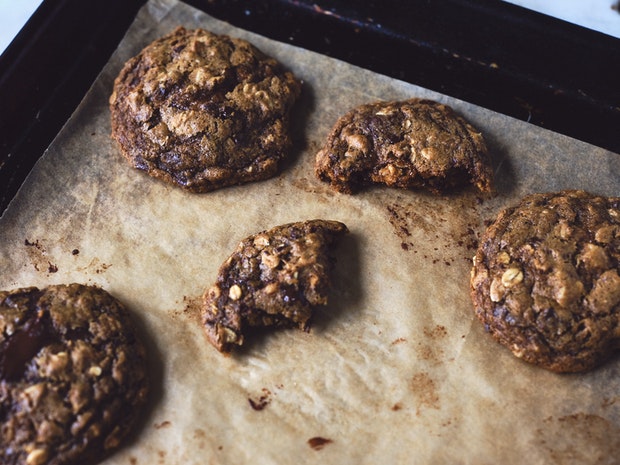 Mesquite Chocolate Chip Cookies on a Baking Sheet