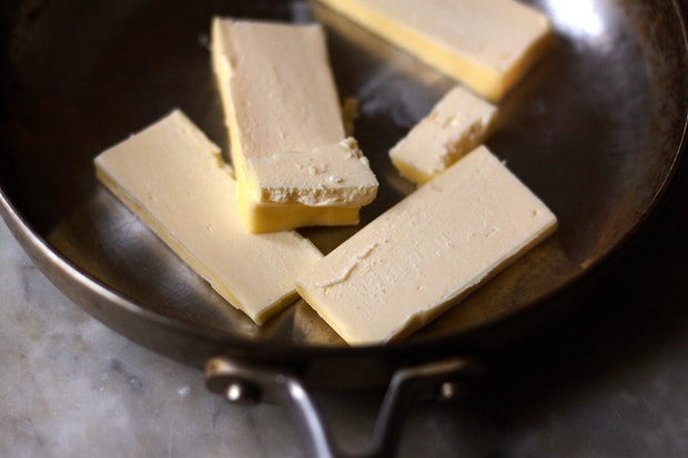 melting butter in a skillet