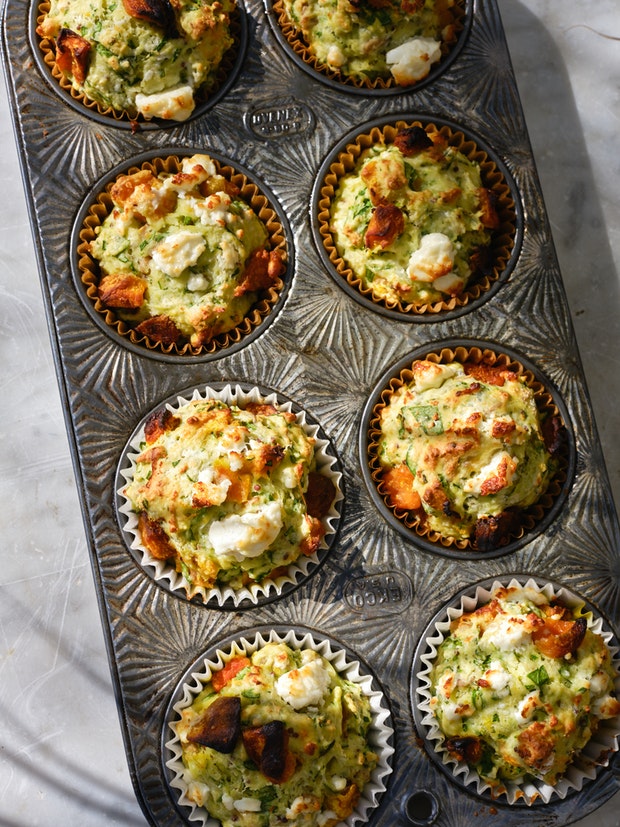 Pumpkin and Feta Muffins with Sunflower Seeds