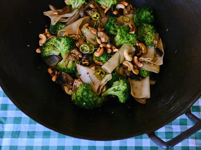 A Favorite Rice Noodle Stir Fry to Make with Whatever Green Veg you Have