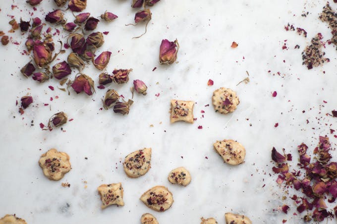 Rosewater Shortbread Cookies