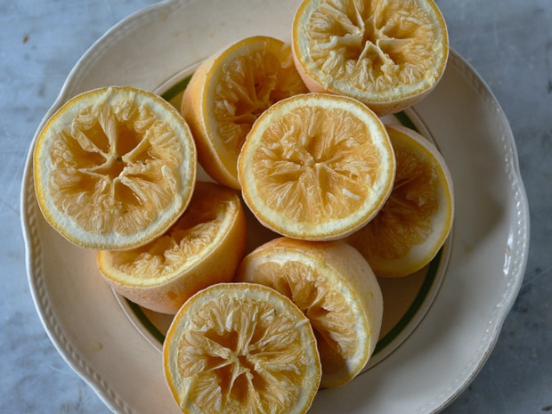frozen lemon halves in a bowl