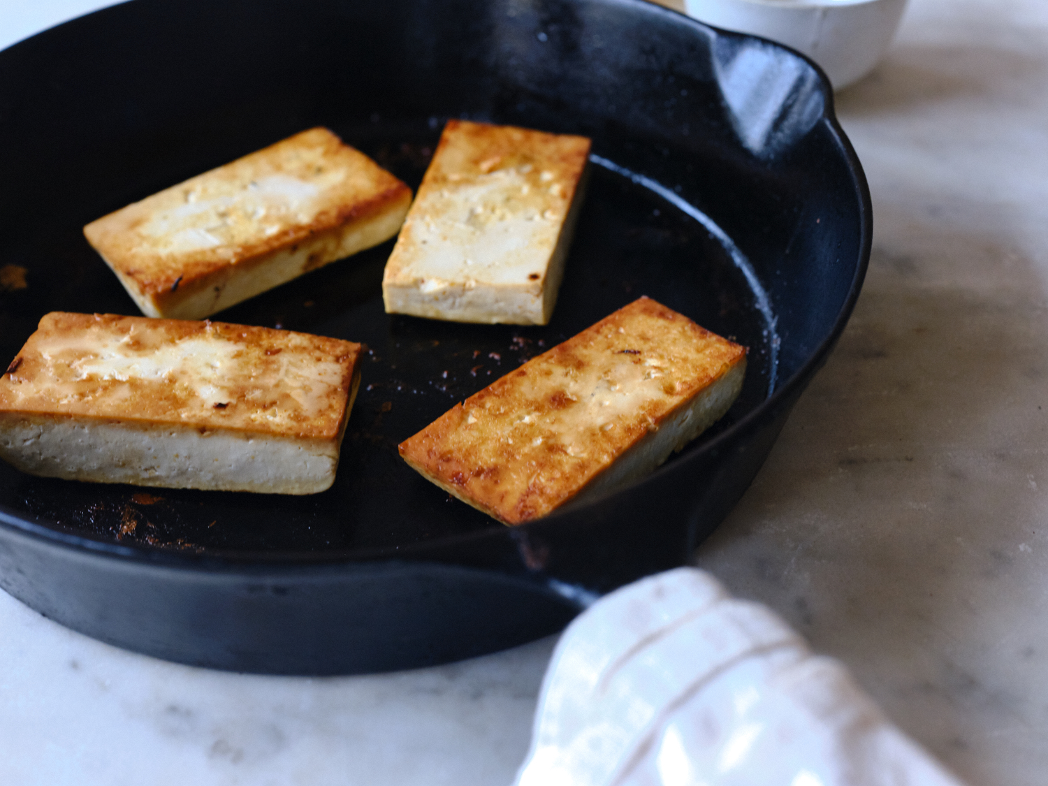 Tofu in Skillet for Vegan Sushi