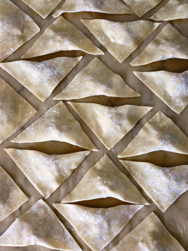 Close-up Photo of Wontons Arrange in Multiple Rows